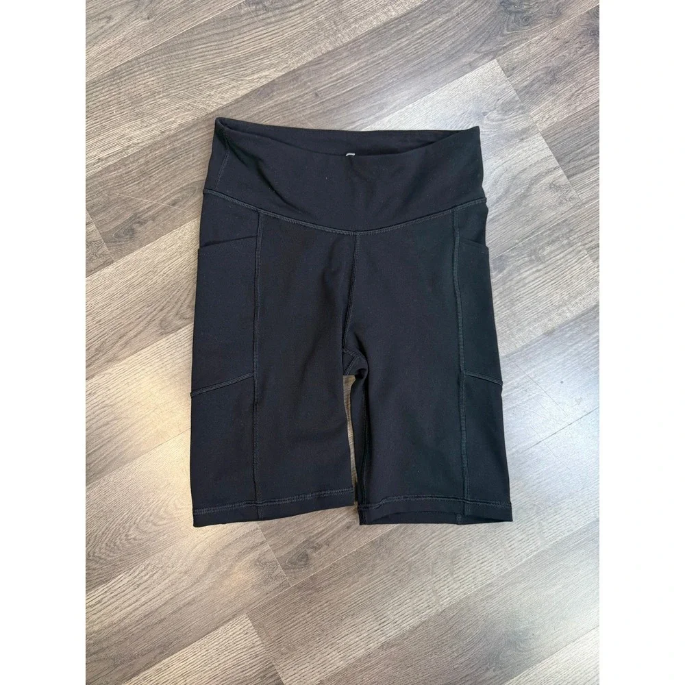 GapFit Womens Black High Rise Side Pocket Bike Shorts XS Regular Athletic